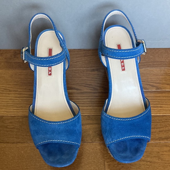 Prada Blue Suede Espadrille Sandals 3XZ170 Size 9 | 40 - Picture 2 of 5